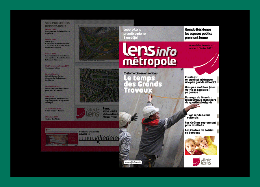 Lens Info métropole - création et maquettage du journal municipal de la ville de Lens 2011-2014